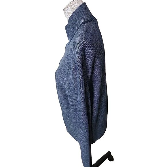 Banana Republic Sweater Jacket Charcoal Blue Full Zip Up Cotton Knit Men Large - Picture 5 of 7